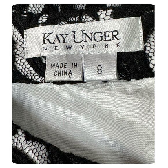 Kay Unger FORMAL Black Lace Sheath Dress Fully Lined Elegant Women's Sz 8 - Picture 2 of 9